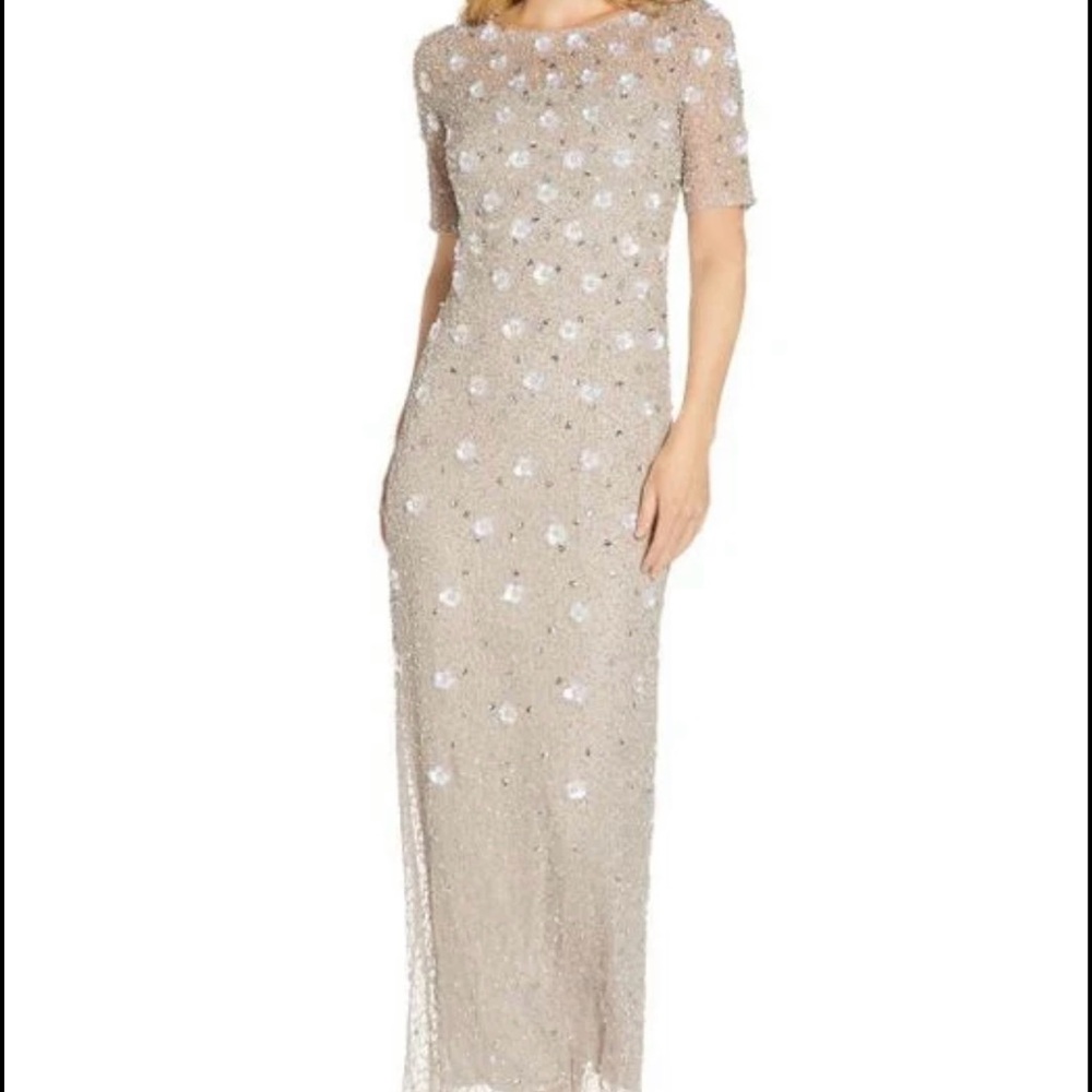 Adrianna Papell beaded 3D Floral Dress